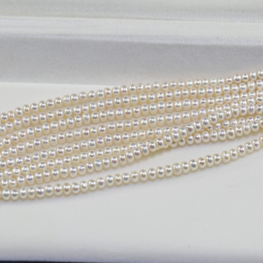 3a Grade Small Size White Button pearl strand 4